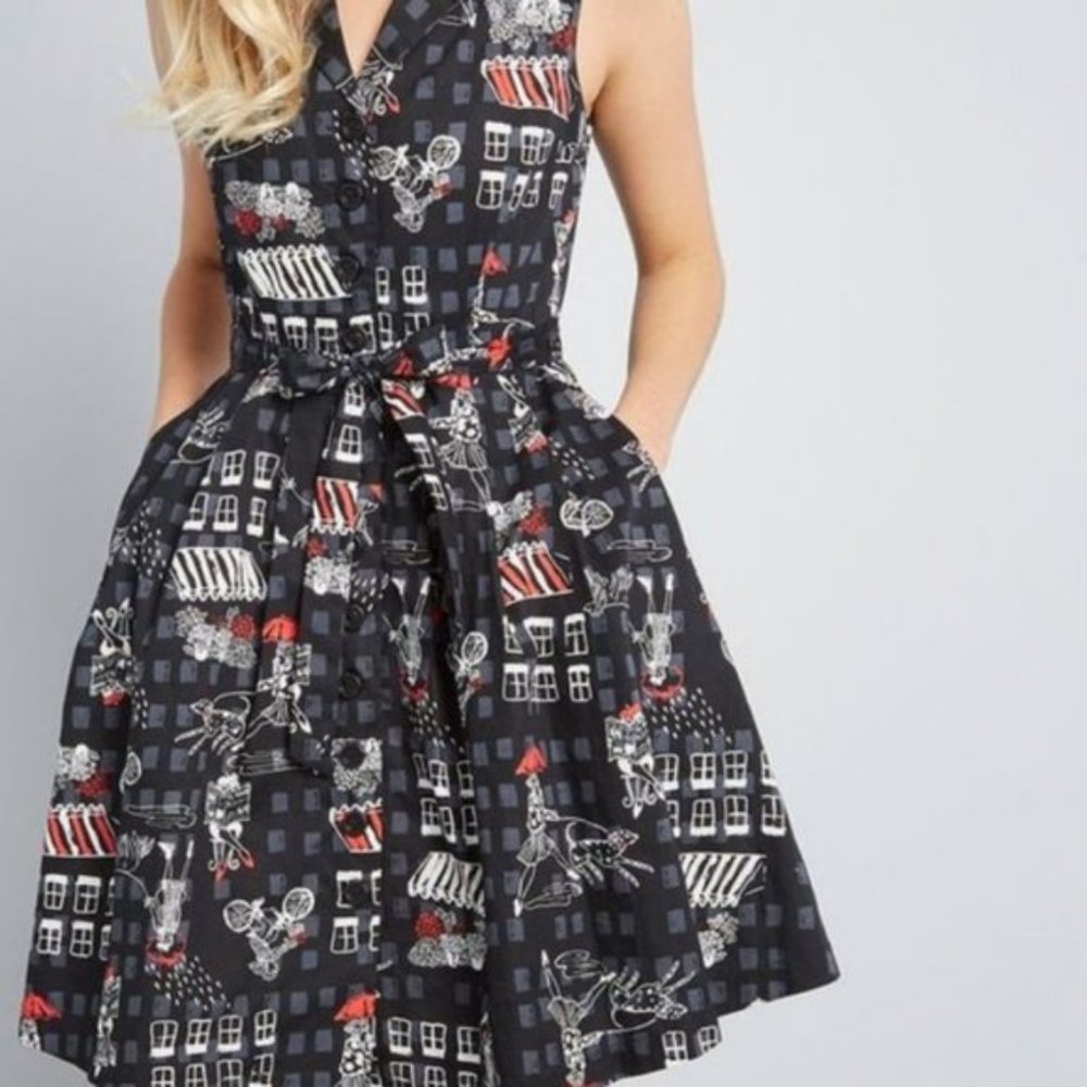 Modcloth Community Brunch Shirt Dress Black Size M